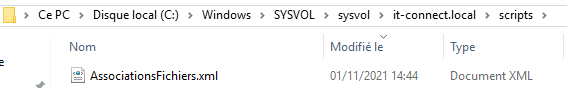 Fichier XML des applications par défaut dans SYSVOL