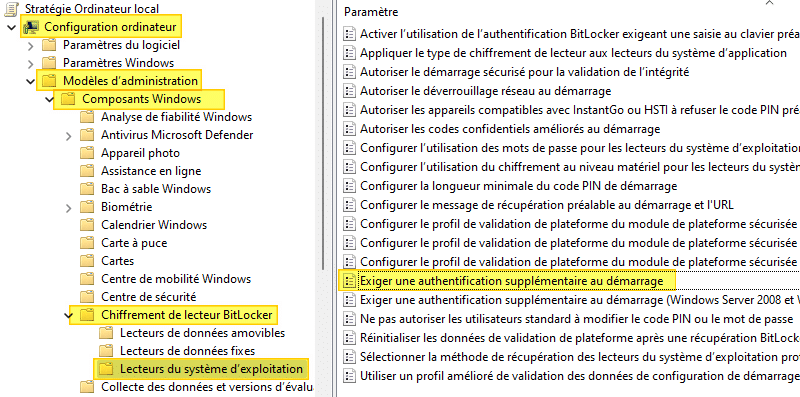 Exiger une authentification supplémentaire au démarrage