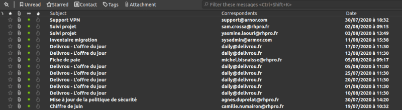 Visualisation des mails contenants une pièce jointe