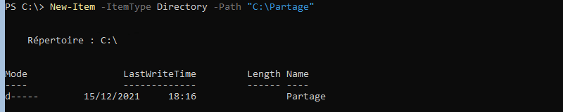 Créer un dossier avec PowerShell