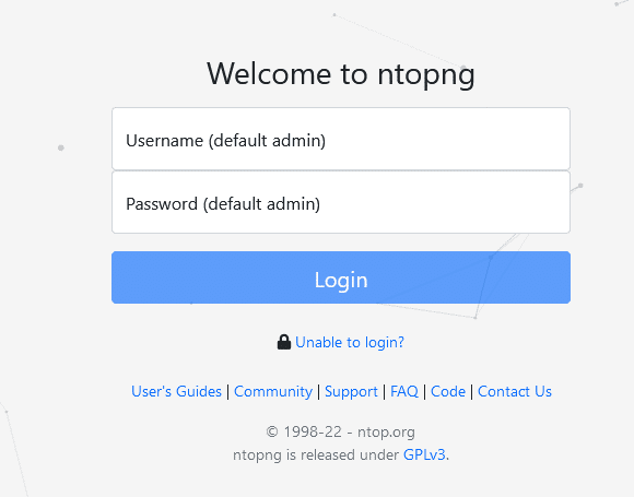 Page d'accueil NtopNG