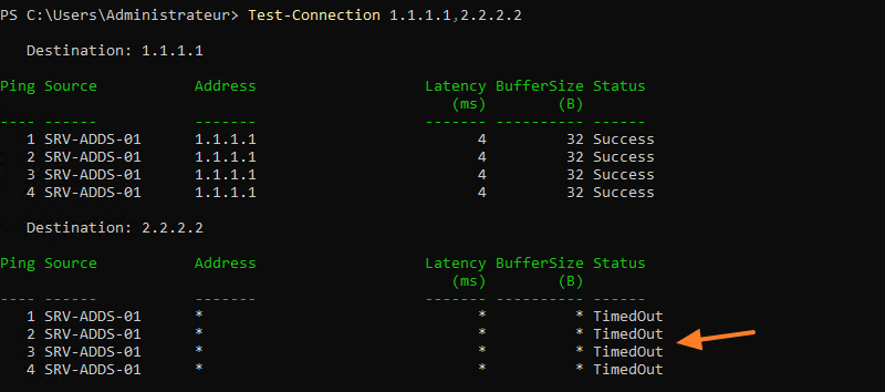 Test-Connection avec PowerShell 7