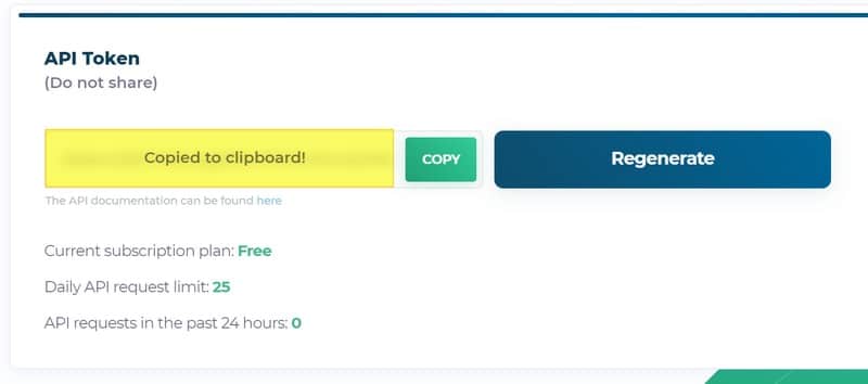 Récupérer le jeton d'accès à l'API WPScan