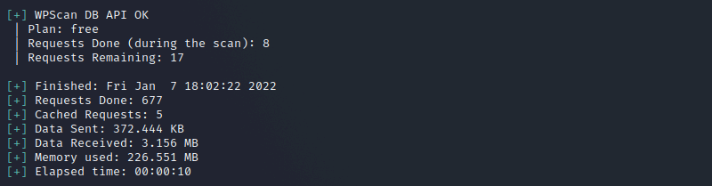 WPScan : statistiques sur l'analyse