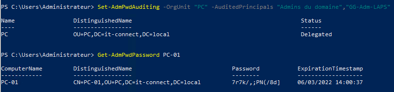 Exemple - Set-AdmPwdAuditing