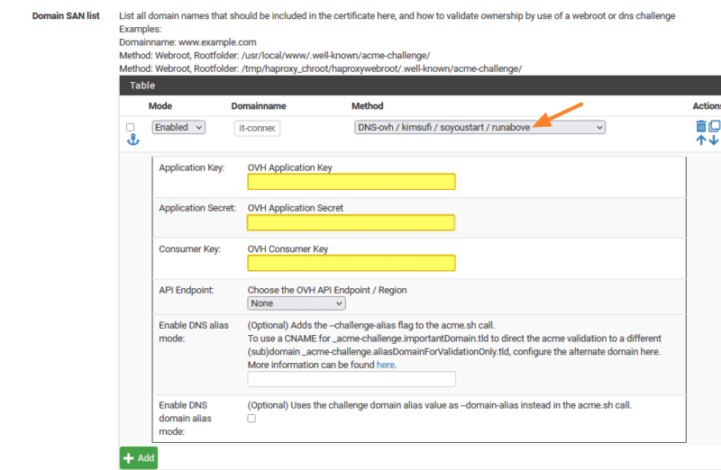 PfSense ACME OVH API