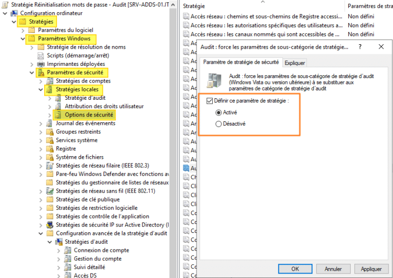 Active Directory qui a réinitialisé le mot de passe de l