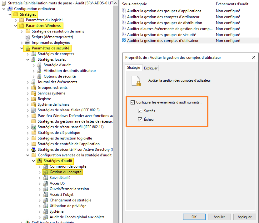 Active Directory qui a réinitialisé le mot de passe de l