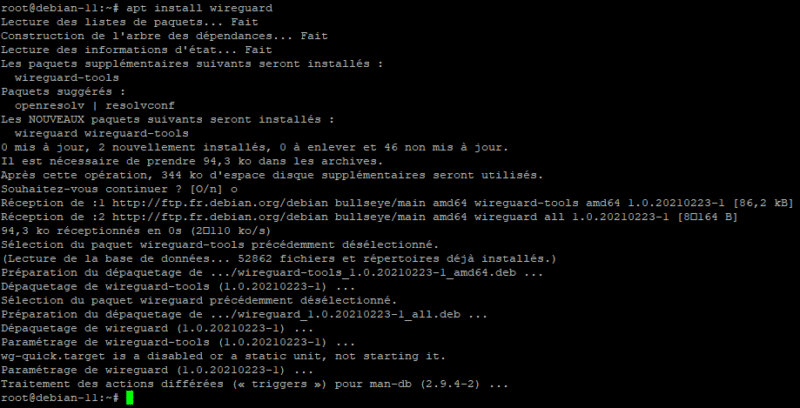 Installer WireGuard Debian 11