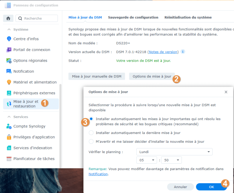 Synology et les mises à jour automatiques DSM