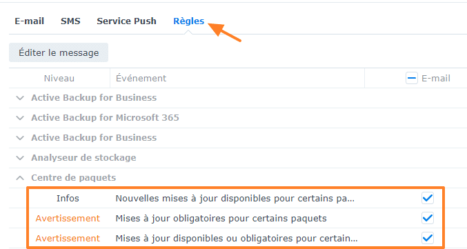 Notification des mises à jour de paquets