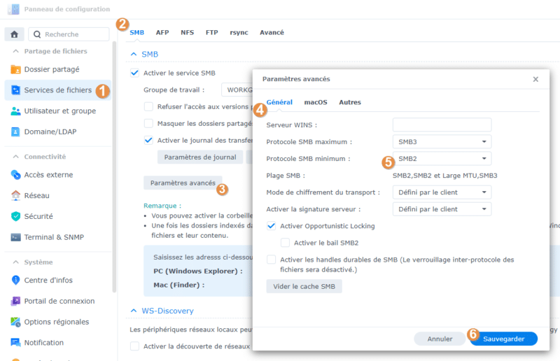 Désactiver SMBv1 sur Synology