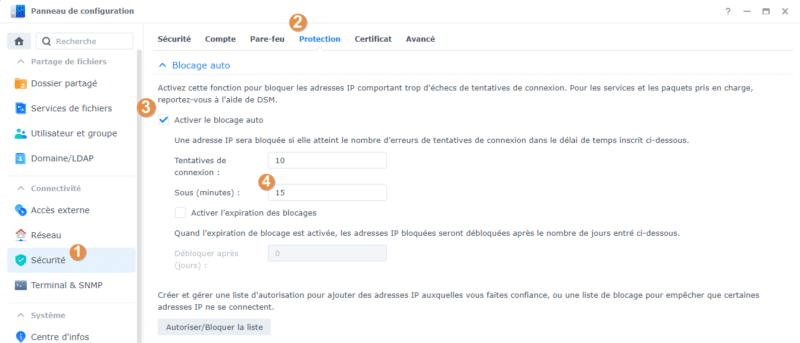 Synology Blocage auto