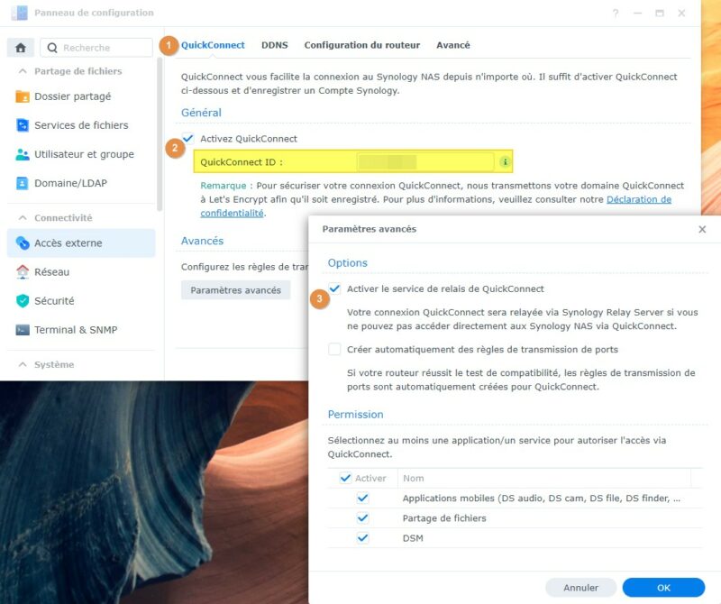 Activer Synology QuickConnect