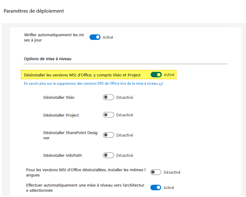 Upgrade Office avec ODT