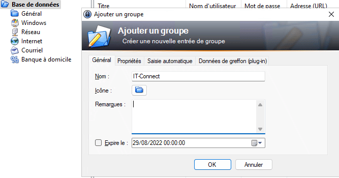 KeePass - Ajouter un groupe