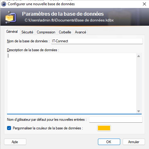 KeePass - Configurer la base