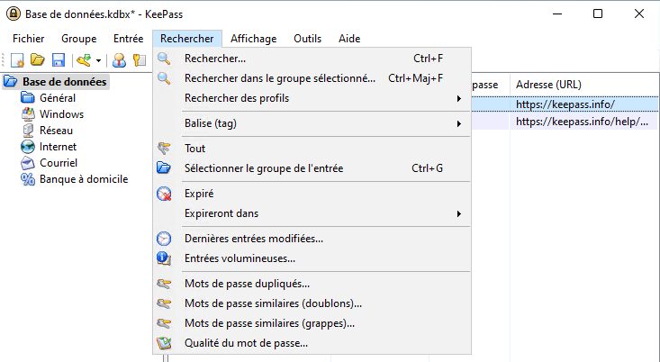 KeePass - Détecter les mots de passe identiques
