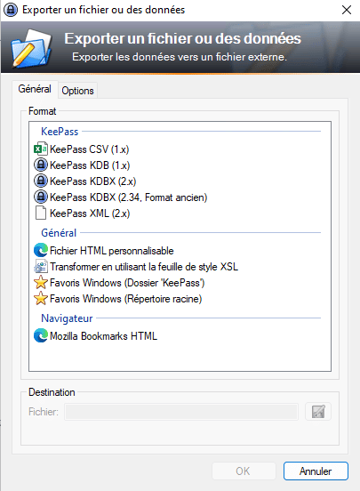 KeePass - Exporter la base