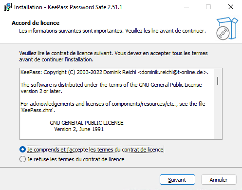 KeePass - Installation - Etape 1