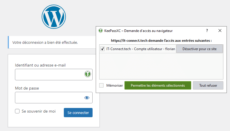 KeePassXC - Autocomplétion navigateur