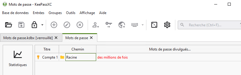 KeePassXC - Have I Been Pwned - Exemple