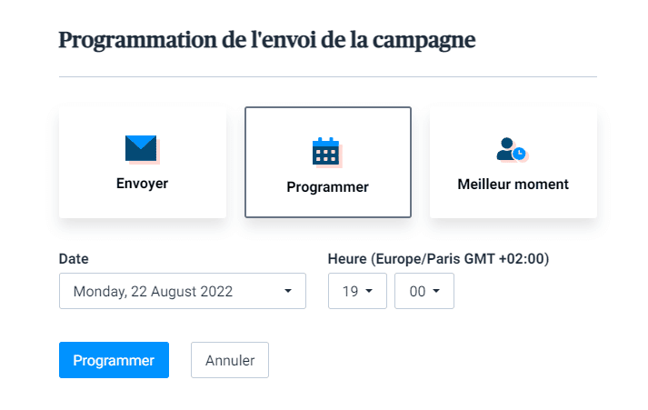 Sendinblue - Programmer la newsletter