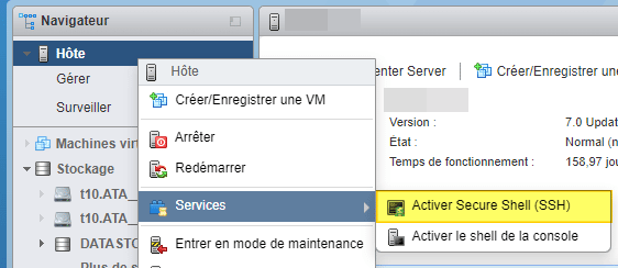 VMware ESXi - Activer le SSH