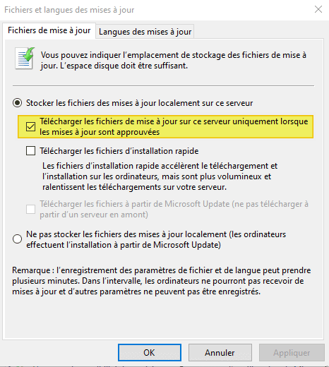 WSUS - Télécharger uniquement les mises à jour approuvées 2