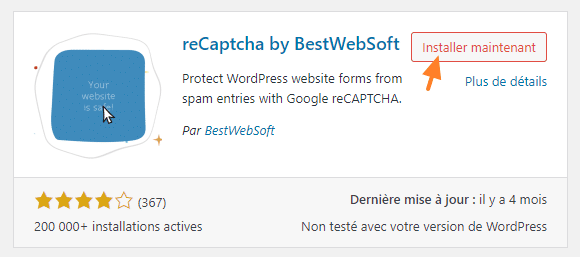 WordPress - Installer reCaptcha by BestWebSoft