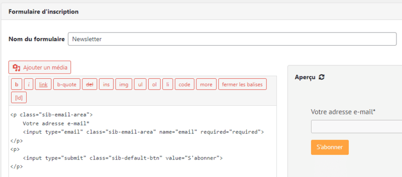 WordPress SendInBlue - Style du formulaire
