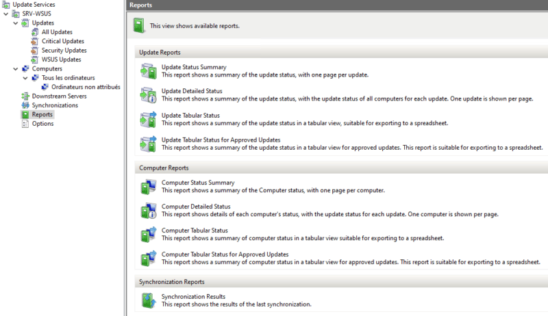 Rapports WSUS