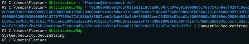 PowerShell - Utiliser un mot de passe chiffré