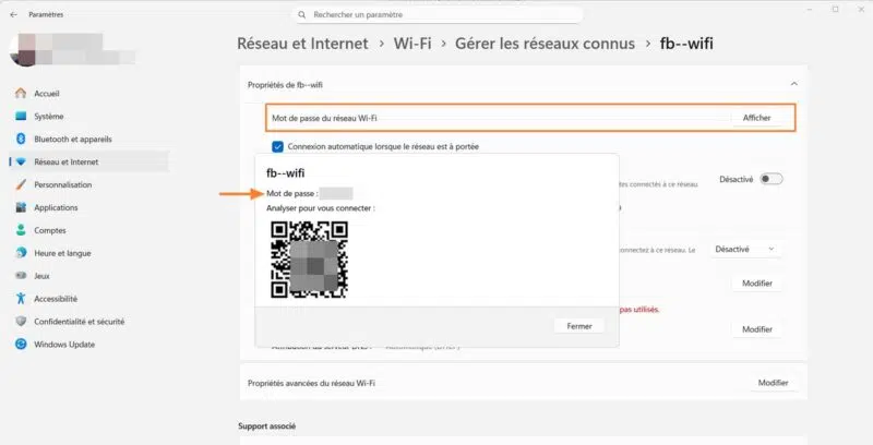 Récupérer la clé Wi-Fi sur Windows 11
