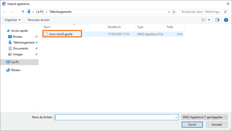 GNS3 - Importer image Cisco - Etape 4