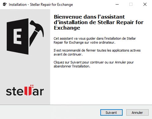 Installation de Stellar Repair for Exchange