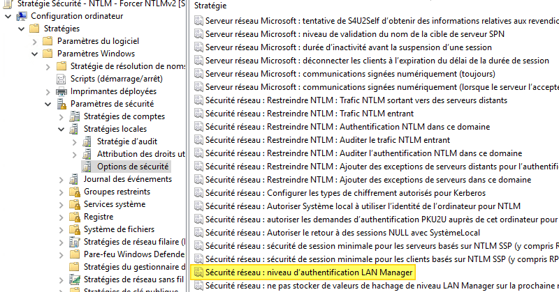 Sécurité - NTLM - Forcer NTLMv2 GPO