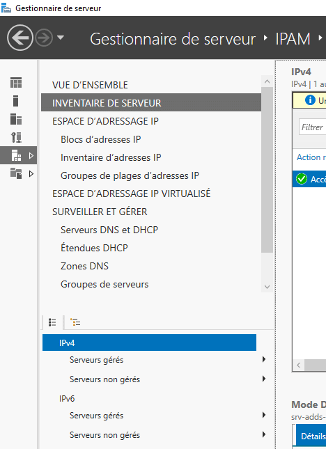 Aperçu de la console IPAM