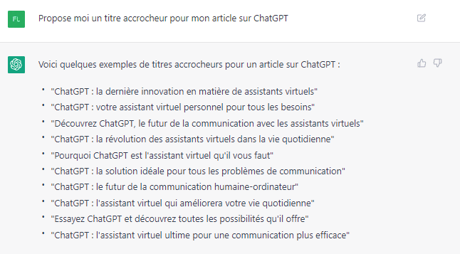 ChatGPT - Générer un titre d'article
