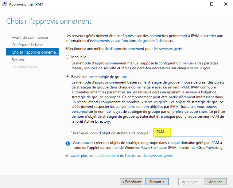 Configurer IPAM sous Windows Server 2022 - Etape 3