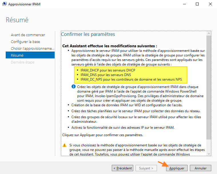 Configurer IPAM sous Windows Server 2022 - Etape 4