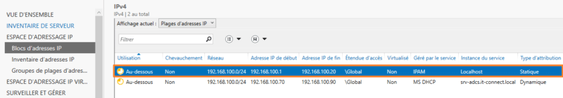 IPAM - Ajouter une plage d'adresses IP - Etape 3