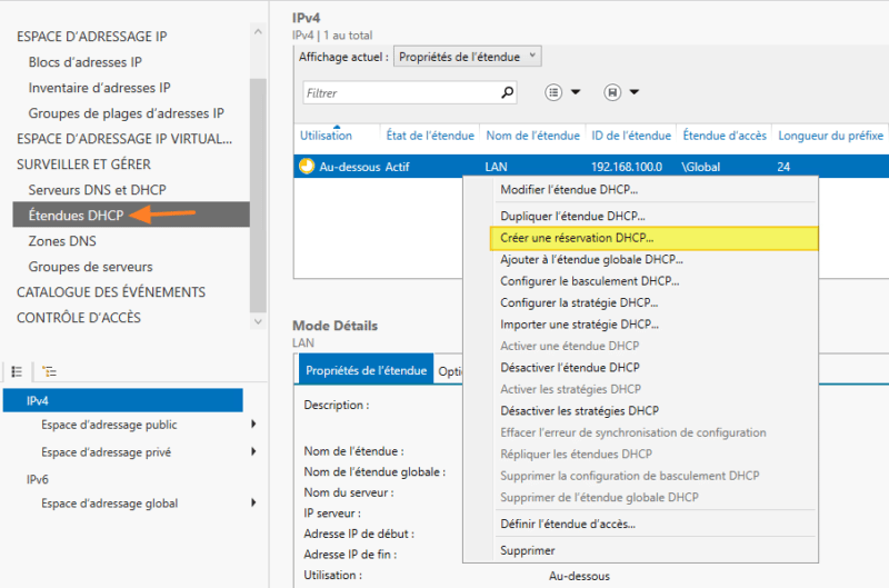 IPAM - Créer une réservation DHCP - Etape 1