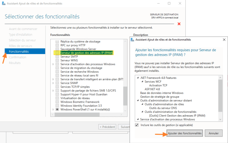 Installer IPAM sous Windows Server 2022 - Etape 3