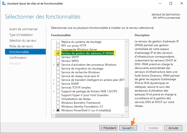 Installer IPAM sous Windows Server 2022 - Etape 4