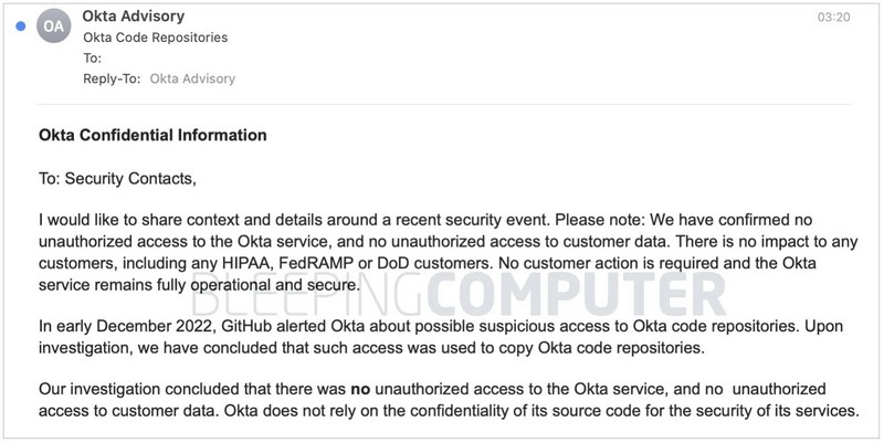 Okta - Piratage décembre 2022