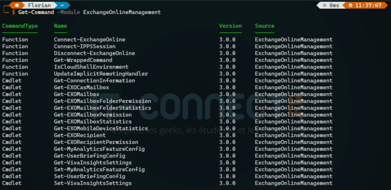 PowerShell - Get-Command ExchangeOnlineManagement V3