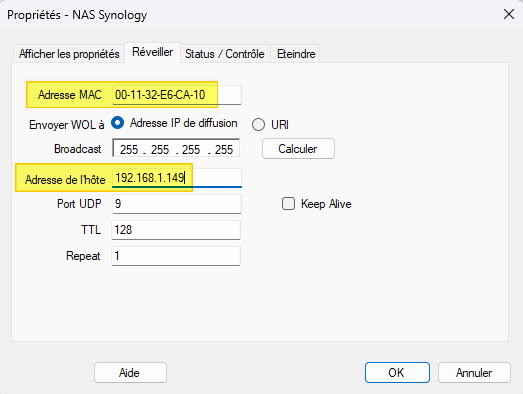 Synology - Tester Wake On LAN - Etape 2