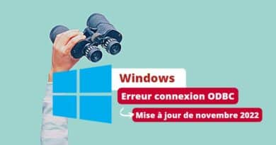 Windows - Mise à jour novembre 2022 - Erreur ODBC